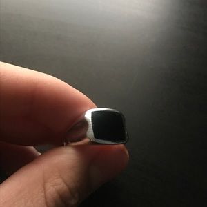 Solid Silver Ring With Black Onyx Stone